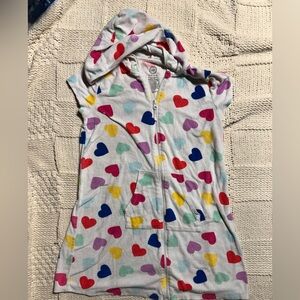 Y2K Wondernation White Heart Zip Up Hoodie Cover Up